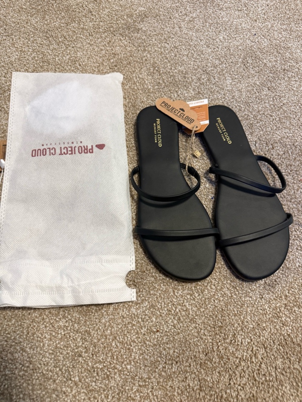 Project Cloud Black Minimal Strappy Slide Sandals